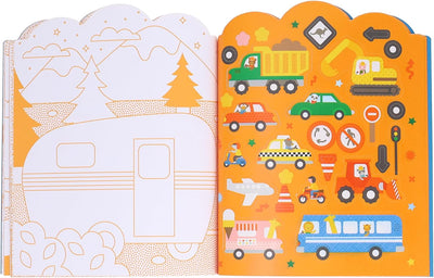 Vehicles Coloring Book with Stickers