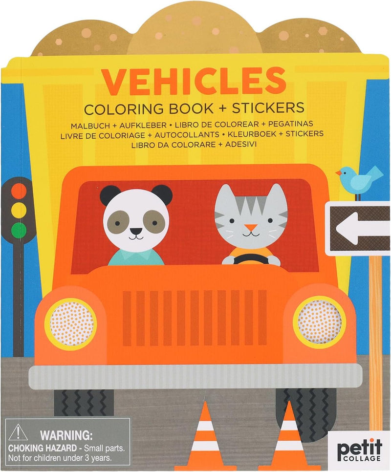 Vehicles Coloring Book with Stickers