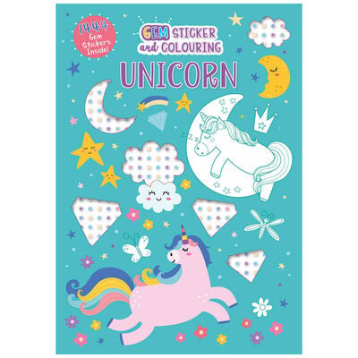 Unicorn Gem Sticker and Colouring Book